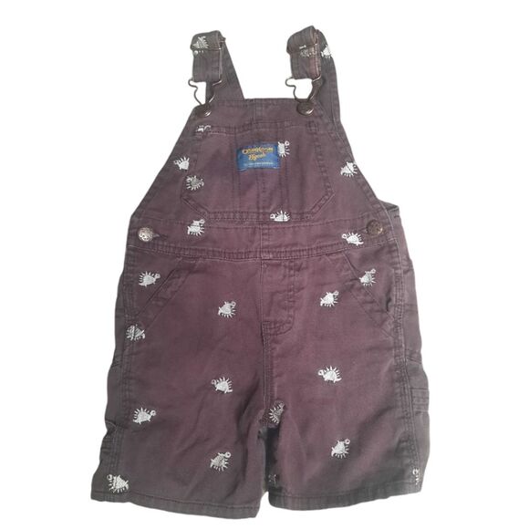 OshKosh B'gosh Vestbak Boys Dino Overalls Brown Size 12 Months - Picture 1 of 4